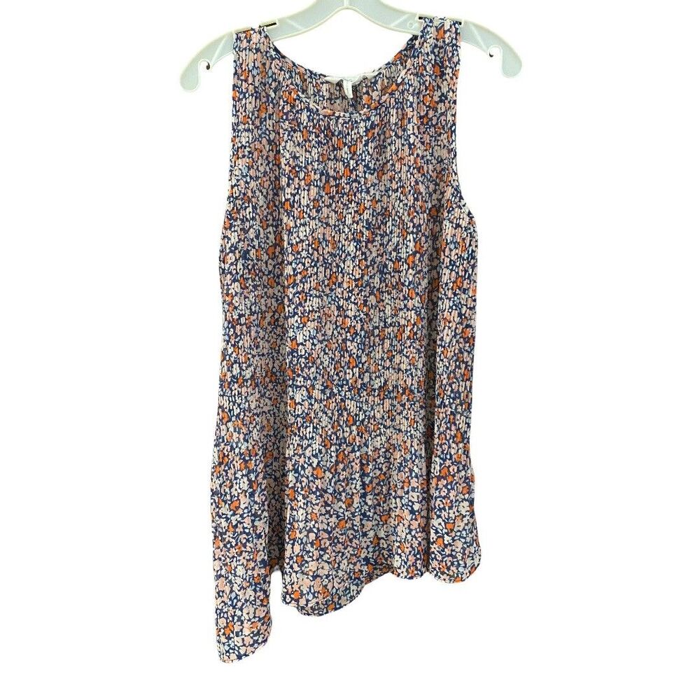 BCBG Floral Ruffle Pleated Sleeveless Tank Top Size Medium - High Low